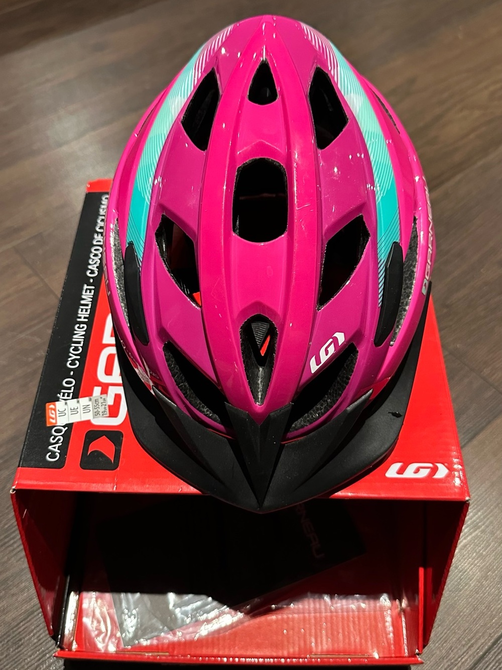 LG Cycling Helmet for Kids in Bright Pink with Teal Accents
